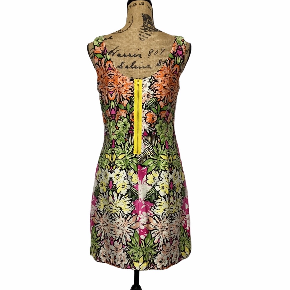 Tiana B Pink Green Floral Sleeveless Sheath Dress 8P - Picture 4 of 10